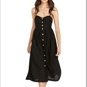 Linen Button front Catina midi dress by Buffalo David Bitton Sz M Black